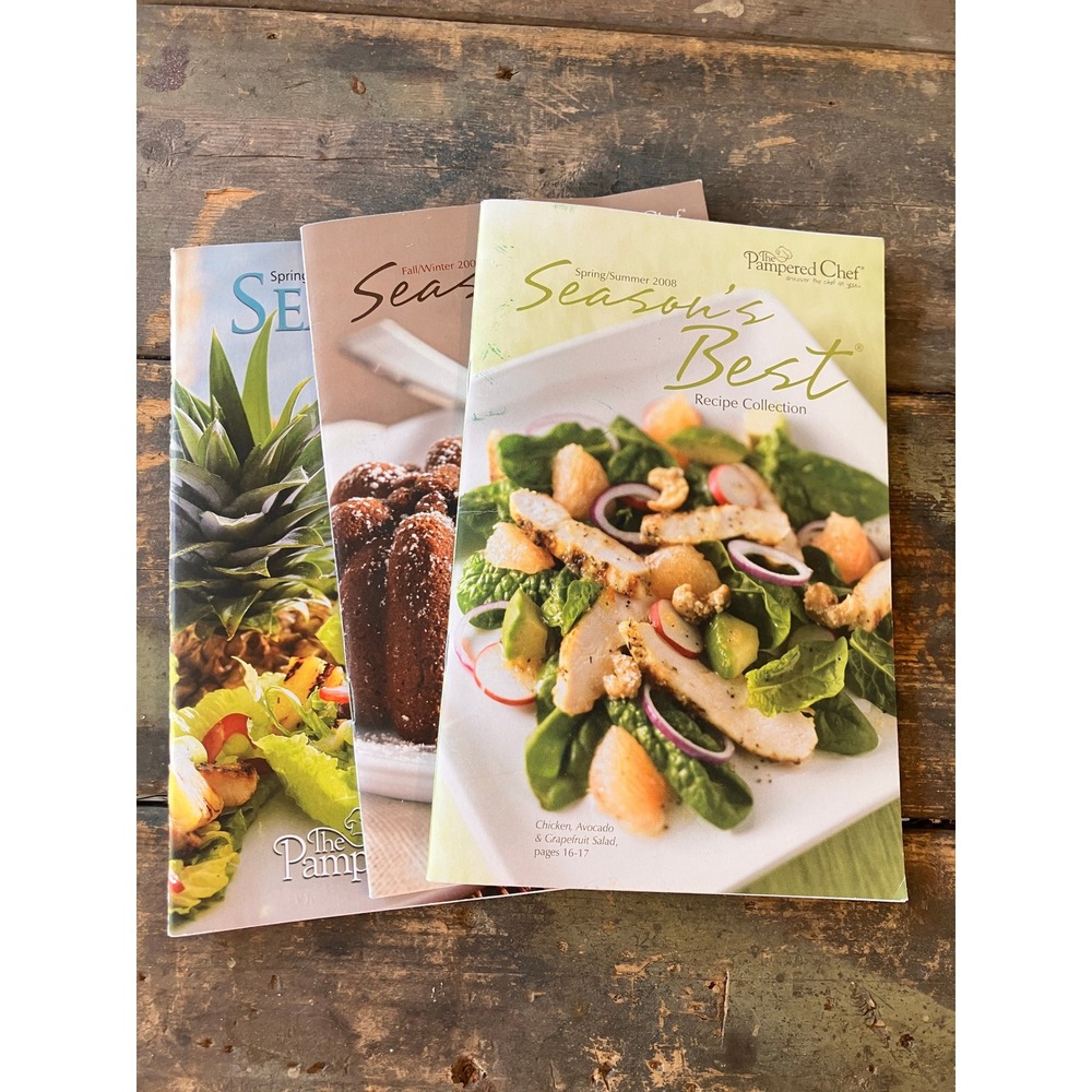 Pampered Chef Seasons‎ Best Recipe Collection 3 Book Lot 2007 2008 Cookbooks